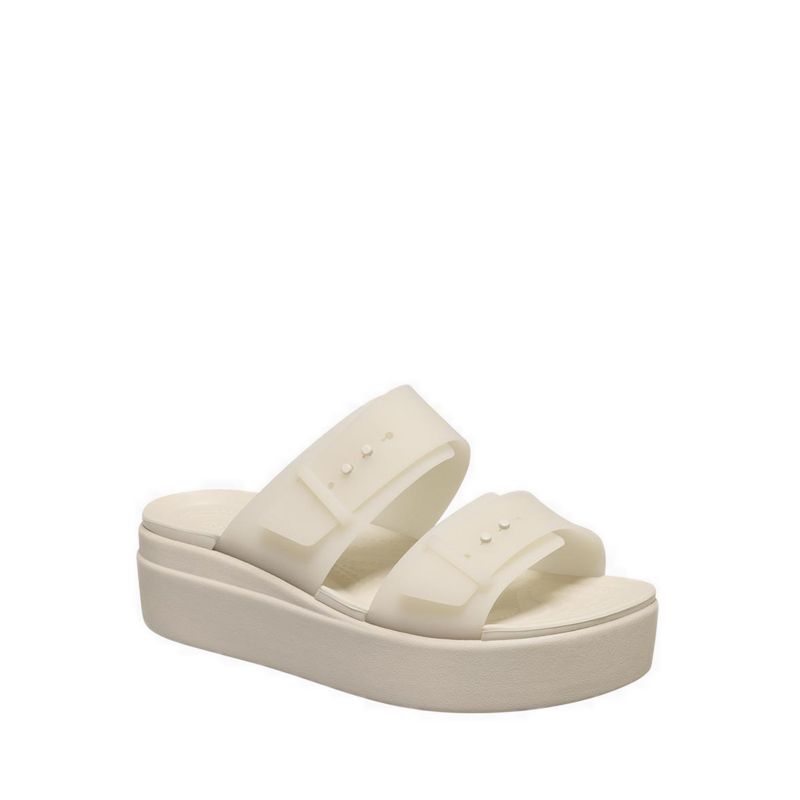 Crocs Brooklyn Buckle Frosted Low Wedge Women Sandal - Sandstone - Image 3